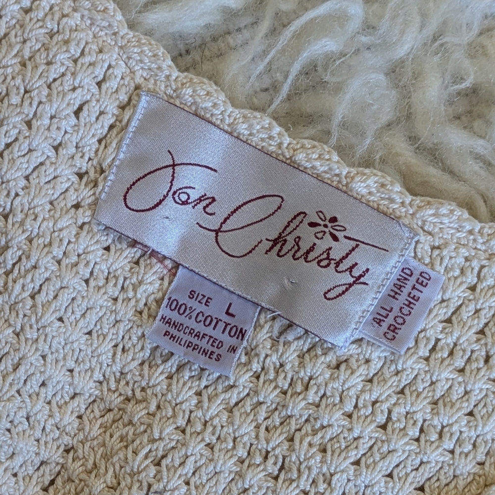 Vintage Cream Hand Crochet Floral Sweater Vest - Picture 6 of 6